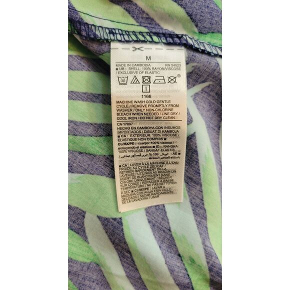 Old Navy Dress Midi Green Blue Palm Leaf Tropical Print Sz M New - Picture 6 of 6